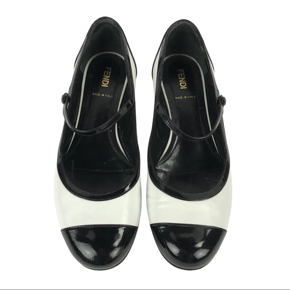 FENDI Vintage White Cap Toe Mary Jane Ballet Flats - Picture 2 of 13